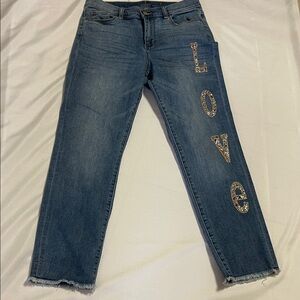 Soho Blue Straight Leg Jeans with 'LOVE' Detail